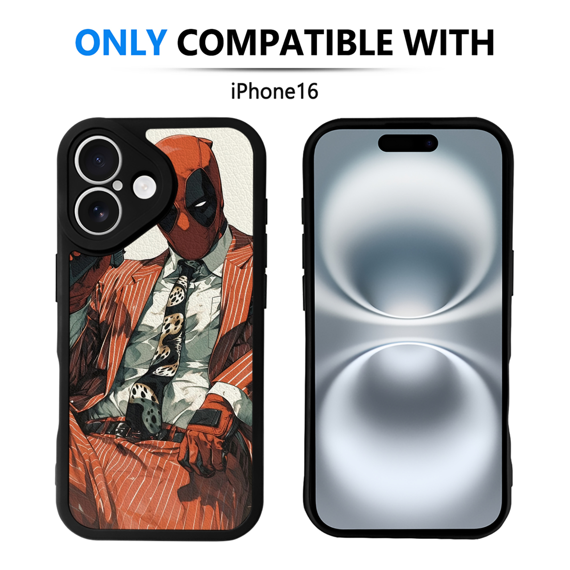 （画像用） Deadpool デッドプール 【iPhone 16シリーズ対応】シリコンスマホケース（レザー調） 材質：シリコン